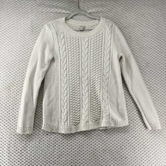 J. Crew Sweaters - J.Crew Cable Knit Sweater Crewneck Pullover Classic Winter White Fisherman Small